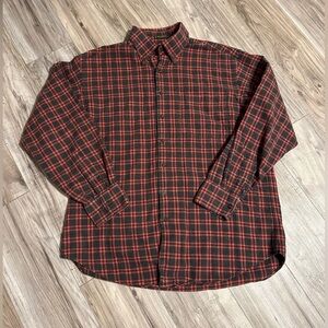 Orvis Men's Flannel Button Down‎ Shirt Size Large Red & Black Plaid